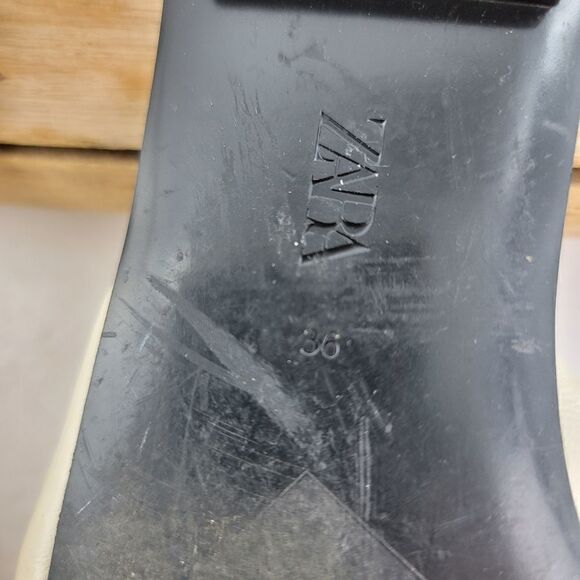 Zara bone color twisted knotted faux leather slides - Picture 2 of 5